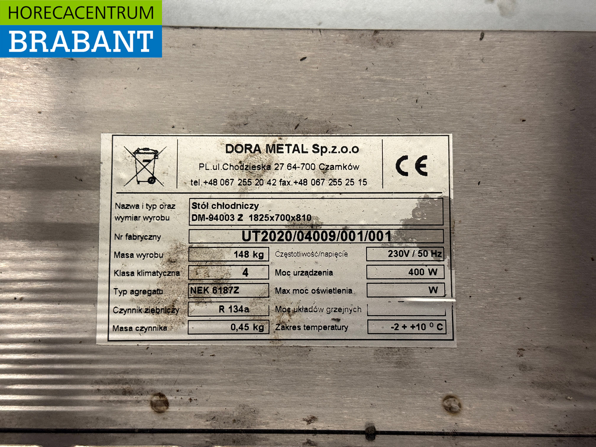 Stainless steel Dora Metal Refrigerated Workbench 4 Drawers and 1 Door 182 cm 230V Horeca - Image 6