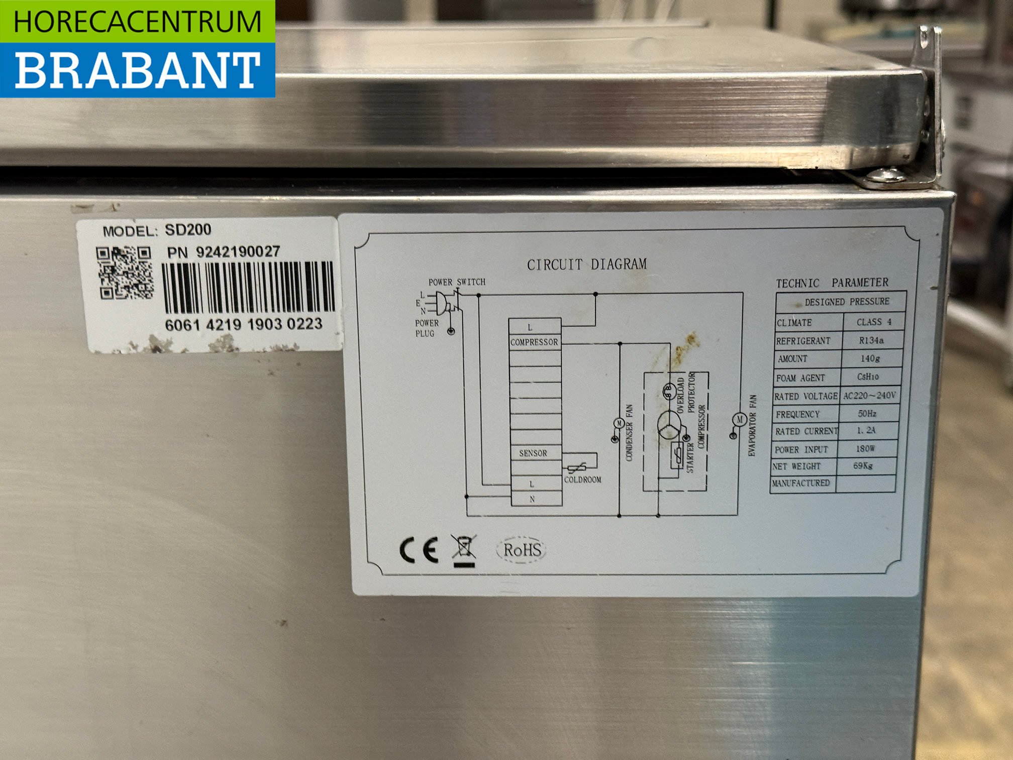Stainless steel Coolpro Mobile Saladette Refrigerated Workbench 2 Doors 90.5 cm 230V Horeca - Image 6