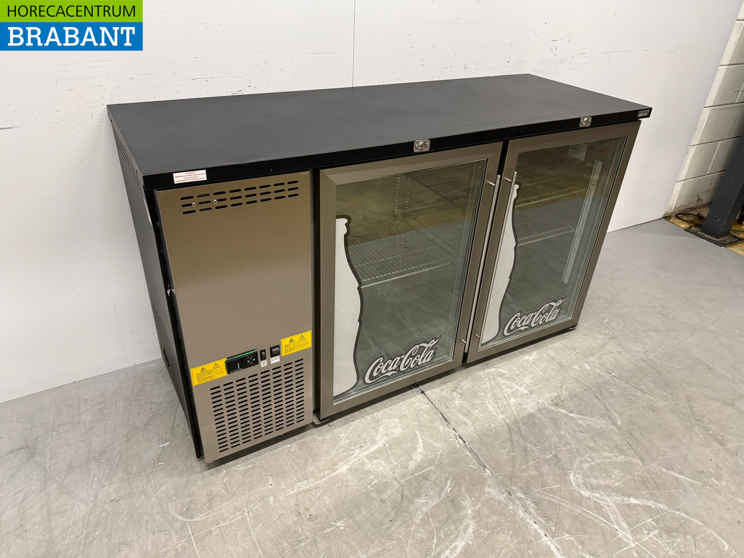 Stainless steel Efficold Bar Refrigerator 2 Glass Folding Doors 146 cm 230V Catering - Image 3