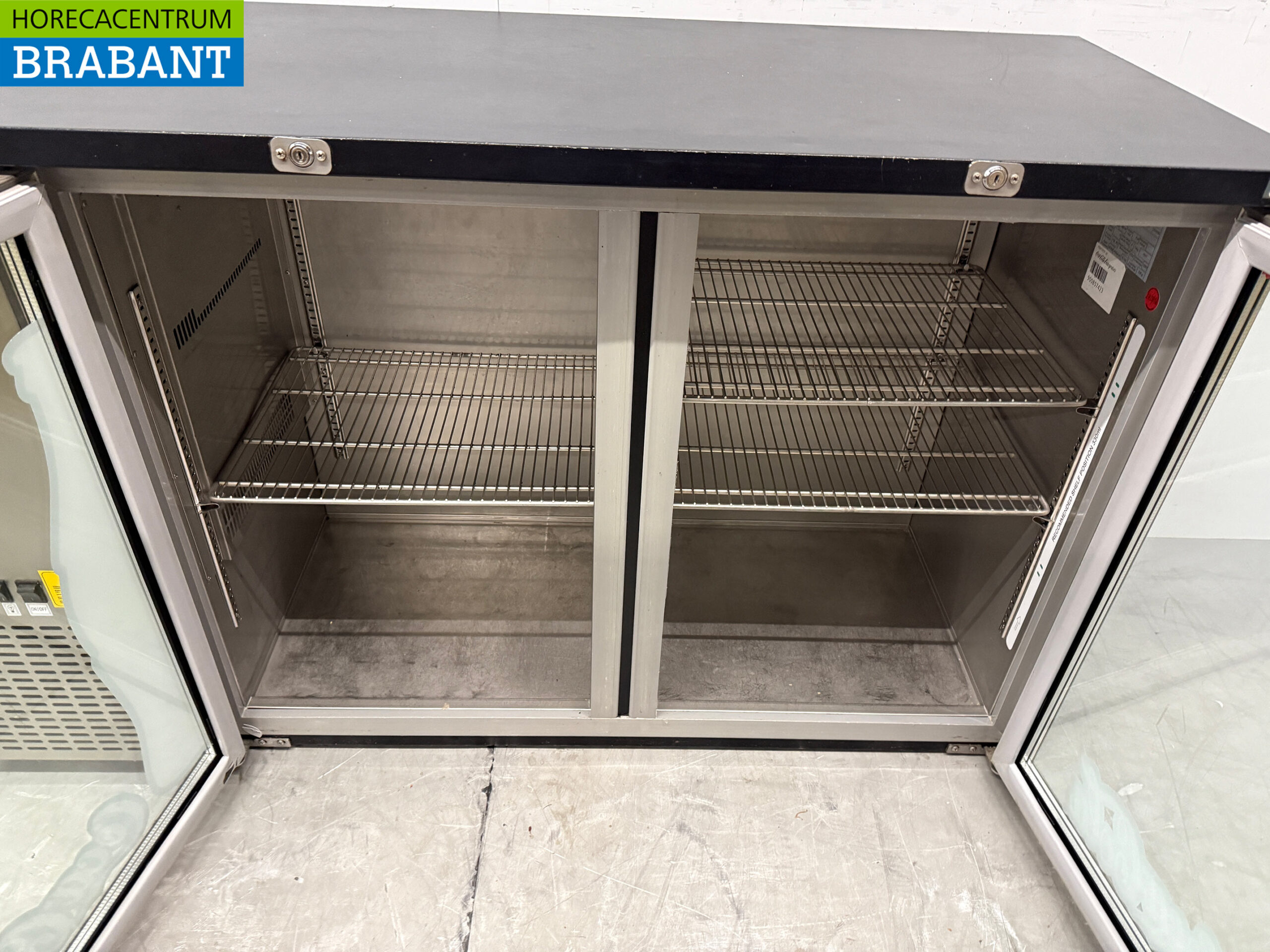 Stainless steel Efficold Bar Refrigerator 2 Glass Folding Doors 146 cm 230V Catering - Image 4