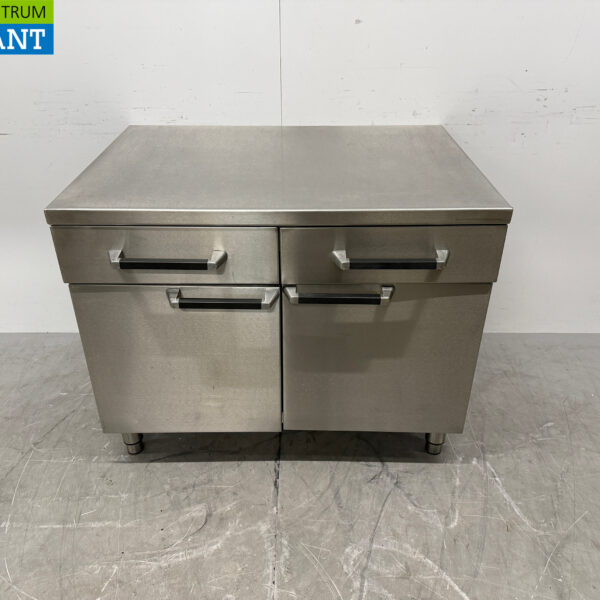 Stainless Steel Work Cabinet 2 Folding Doors and 2 Drawers 105 cm Catering