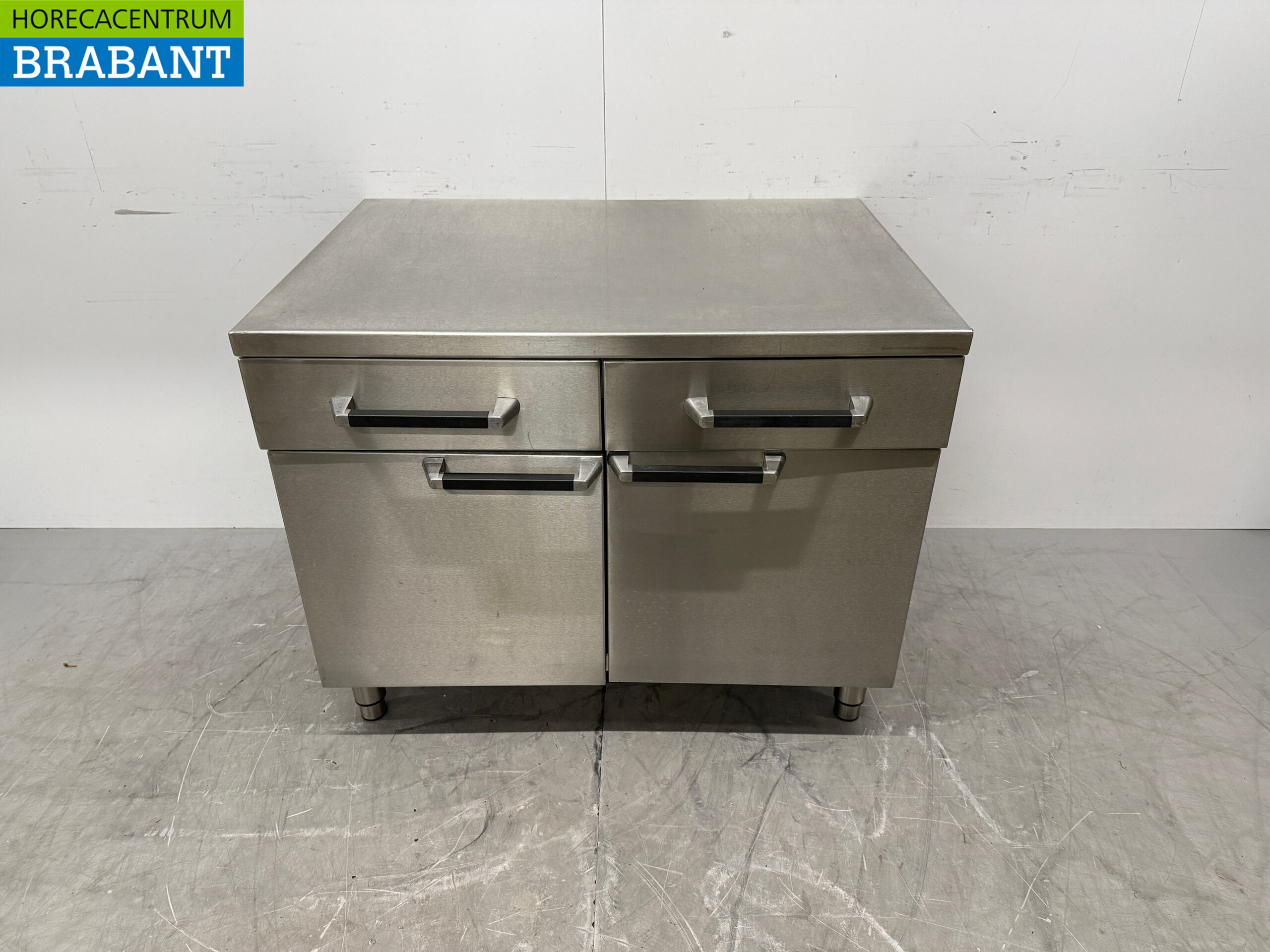 Stainless Steel Work Cabinet 2 Folding Doors and 2 Drawers 105 cm Catering