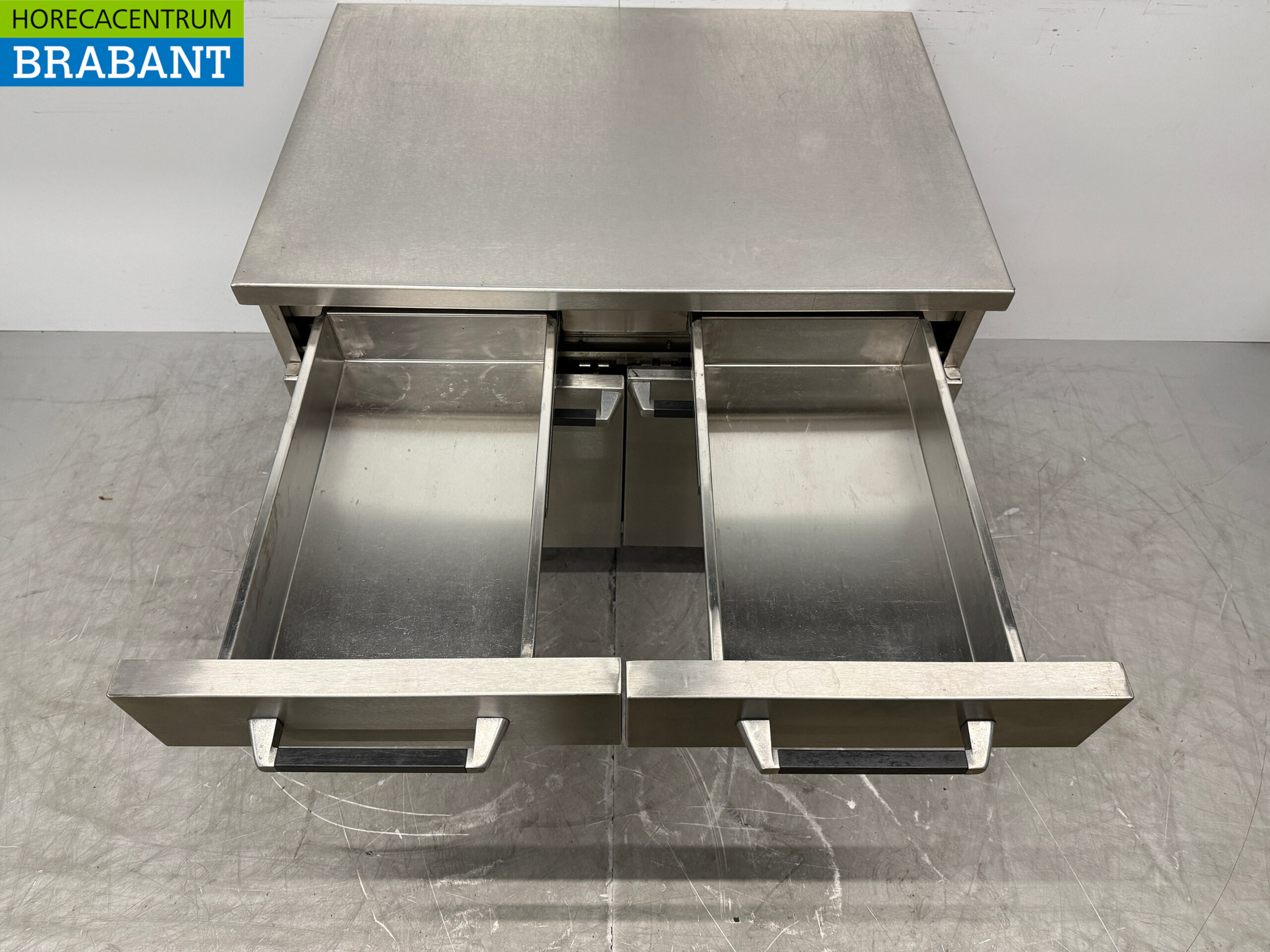 Stainless Steel Work Cabinet 2 Folding Doors and 2 Drawers 105 cm Catering - Image 4