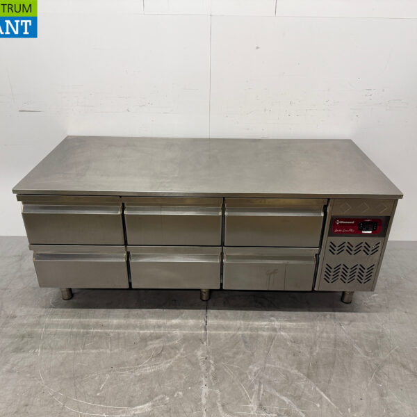 Stainless steel Diamond Substructure Refrigerator 6 drawers 160 cm 230V Catering