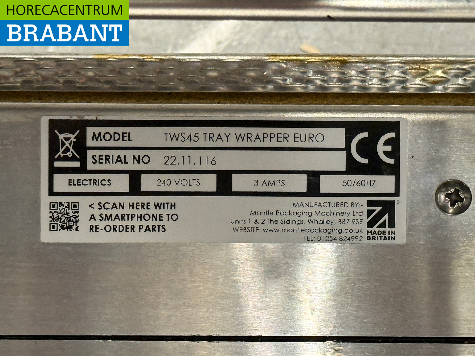 Stainless steel Mantle TWS45 Foil Wrapping Machine 230V Catering - Image 5