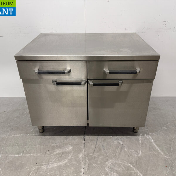 Stainless steel Work Cabinet 2 swing doors and 2 drawers 105 cm Catering