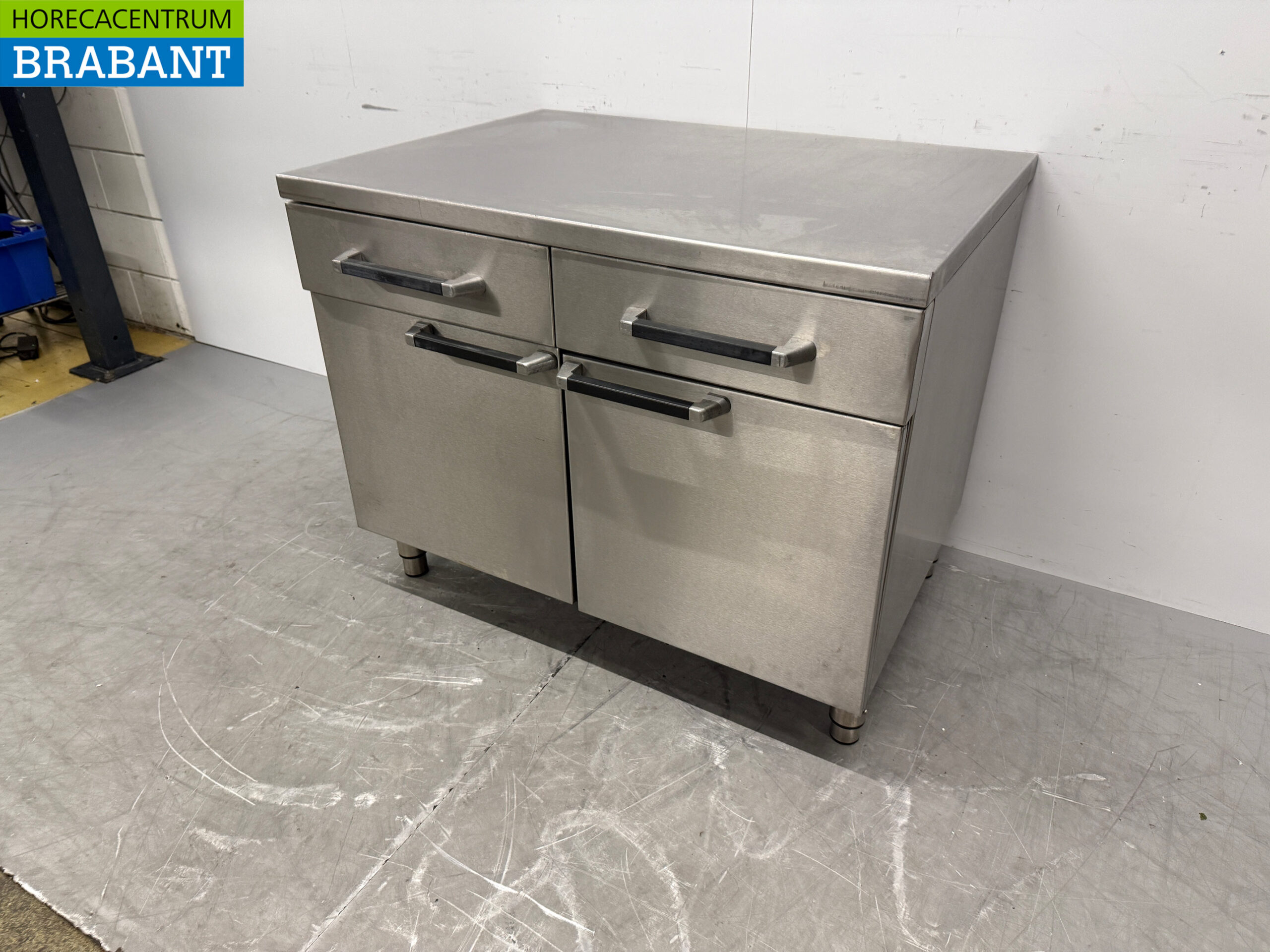 Stainless steel Work Cabinet 2 swing doors and 2 drawers 105 cm Catering - Image 2