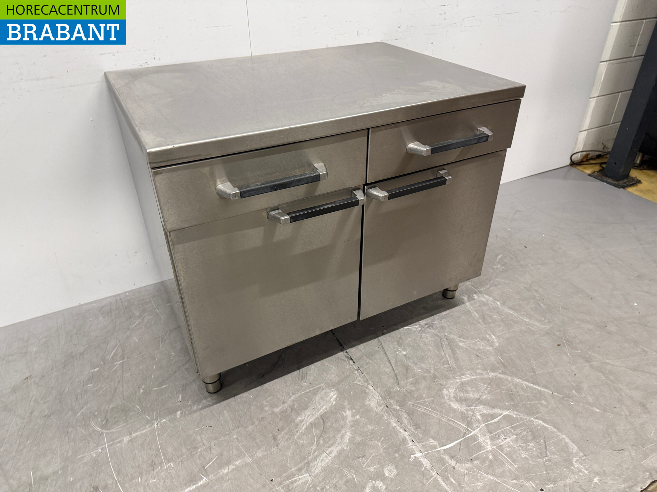 Stainless steel Work Cabinet 2 swing doors and 2 drawers 105 cm Catering - Image 3