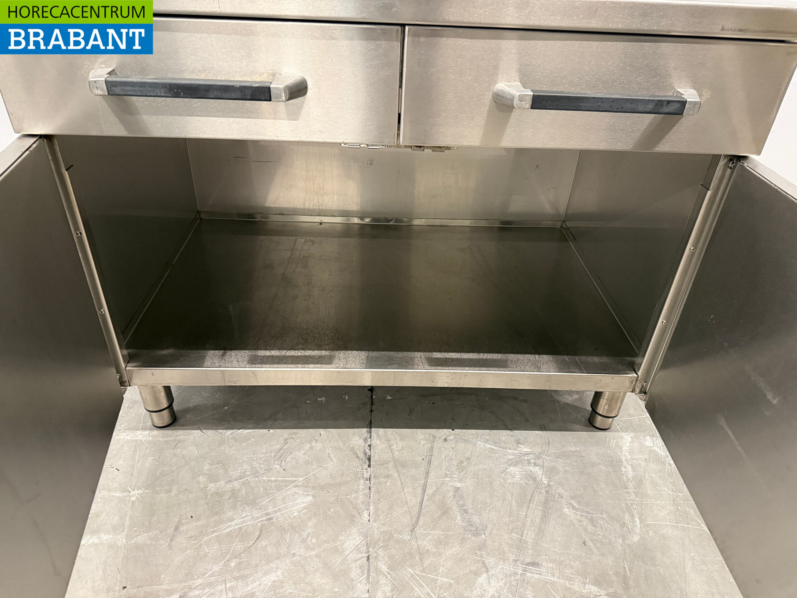 Stainless steel Work Cabinet 2 swing doors and 2 drawers 105 cm Catering - Image 5