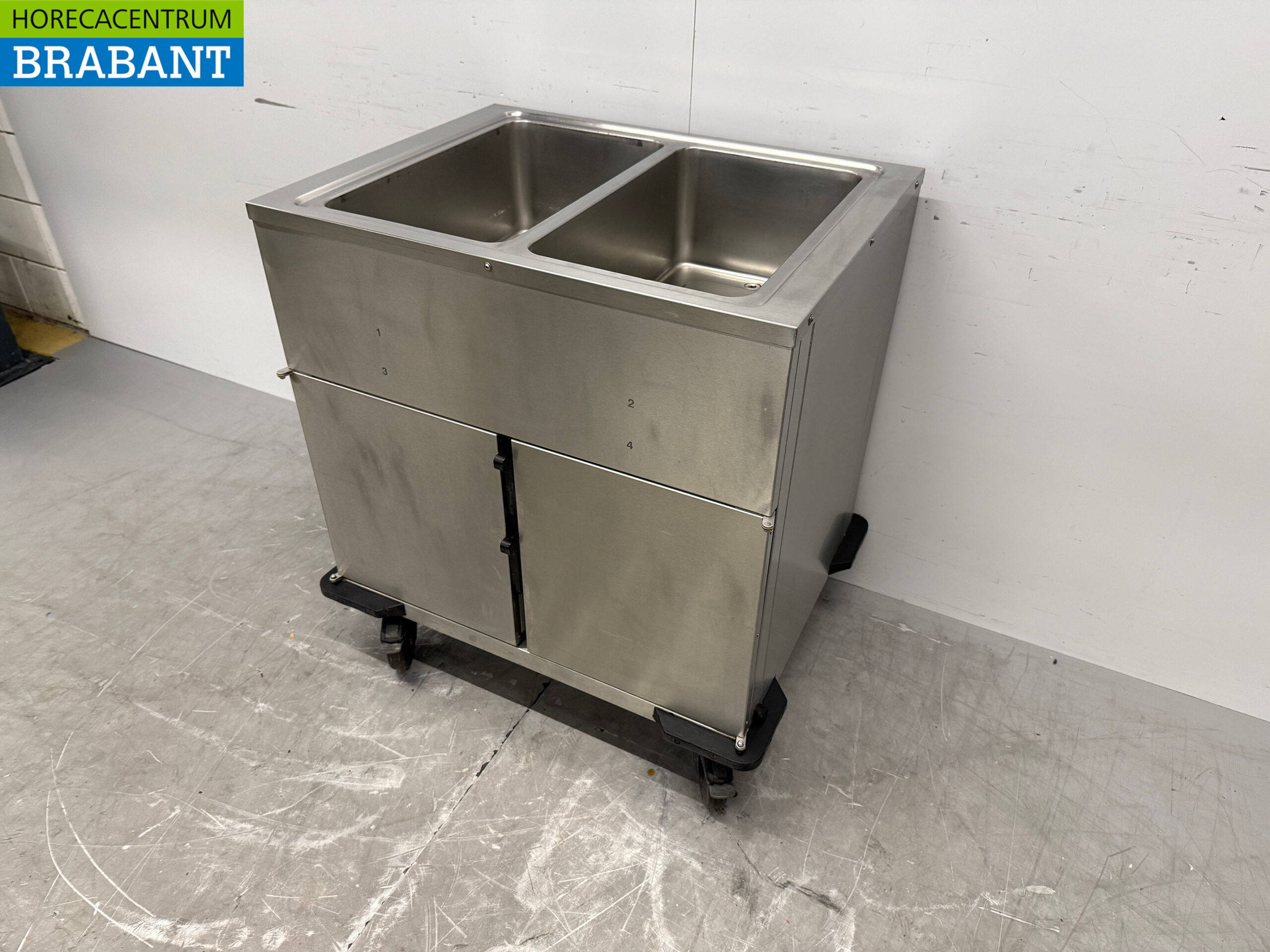 Stainless steel Rieber Mobile Bain-Marie 2 x 1/1 GN with warming cabinet 230V Horeca - Image 2