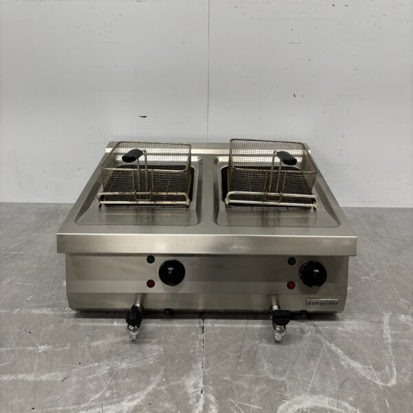 Stainless steel Oztiryakiler Double Fryer 2 x 12 liters 400V Horeca