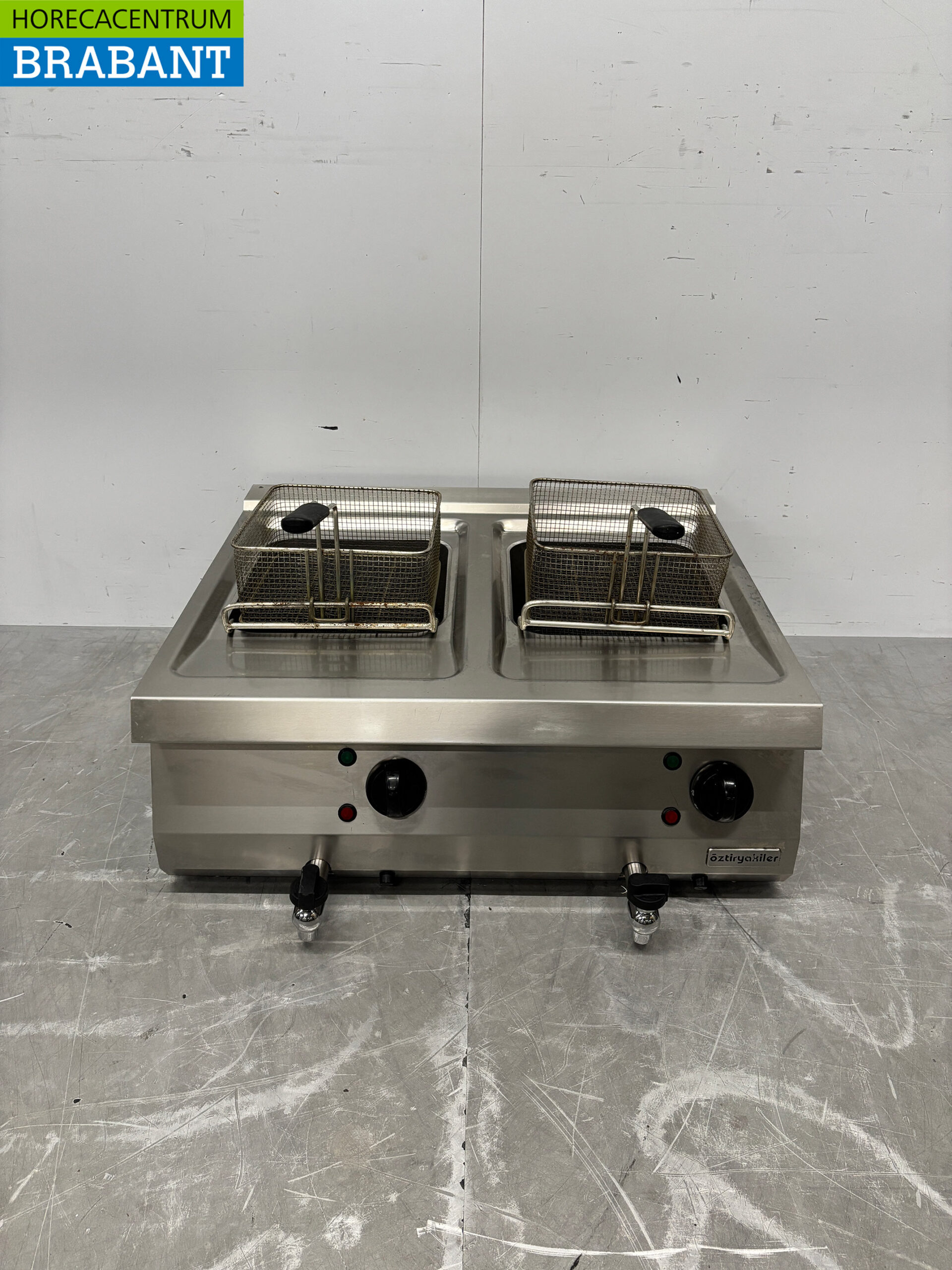 Stainless steel Oztiryakiler Double Fryer 2 x 12 liters 400V Horeca