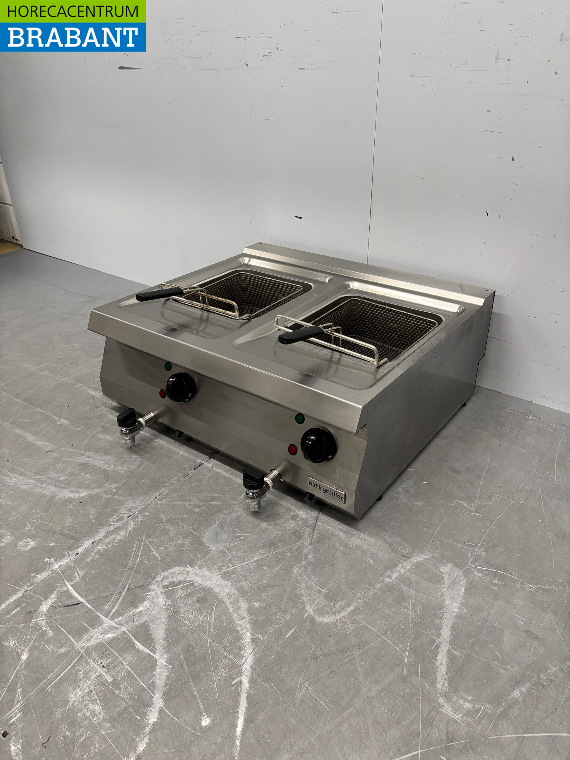 Stainless steel Oztiryakiler Double Fryer 2 x 12 liters 400V Horeca - Image 2