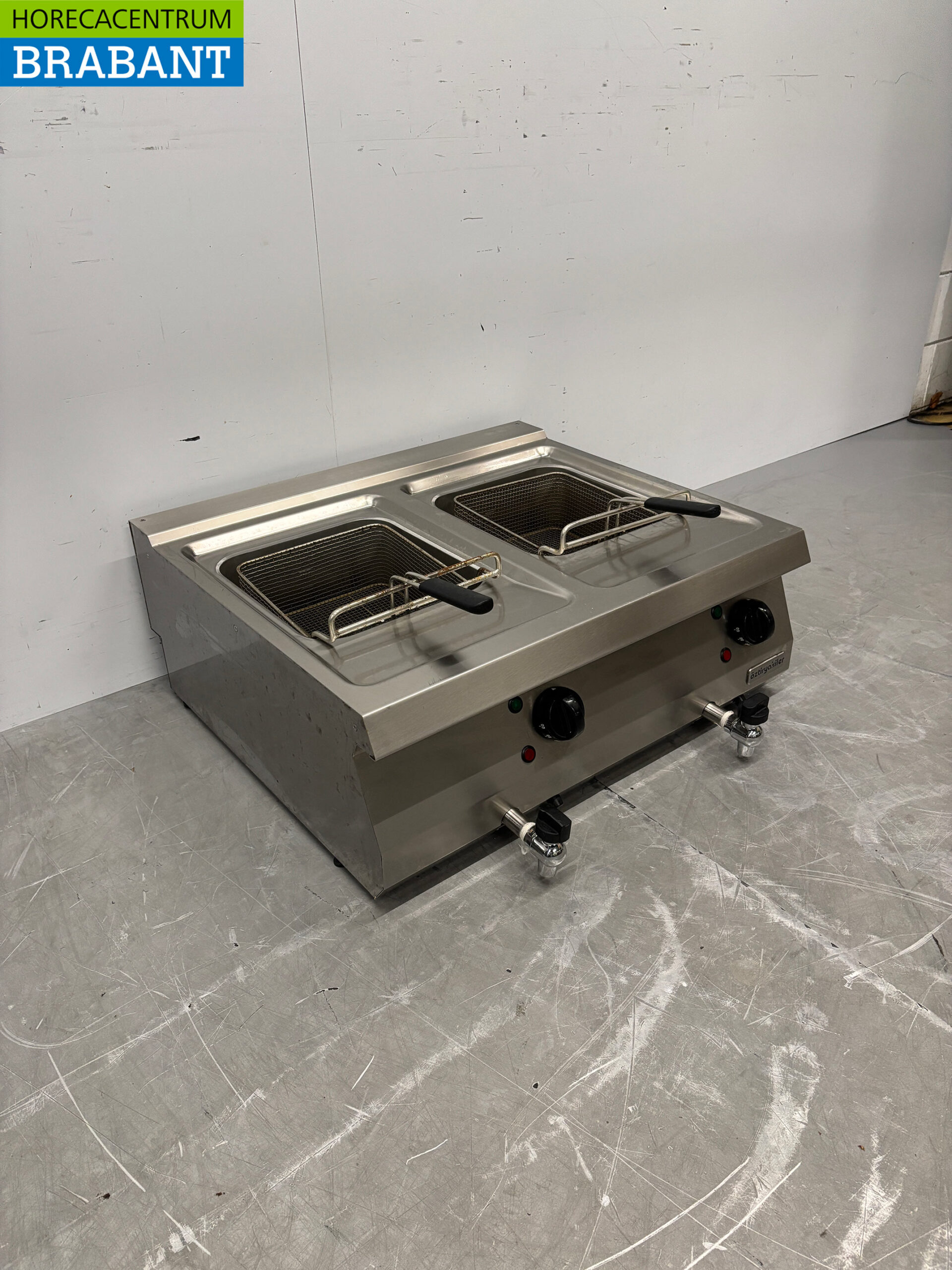 Stainless steel Oztiryakiler Double Fryer 2 x 12 liters 400V Horeca - Image 3