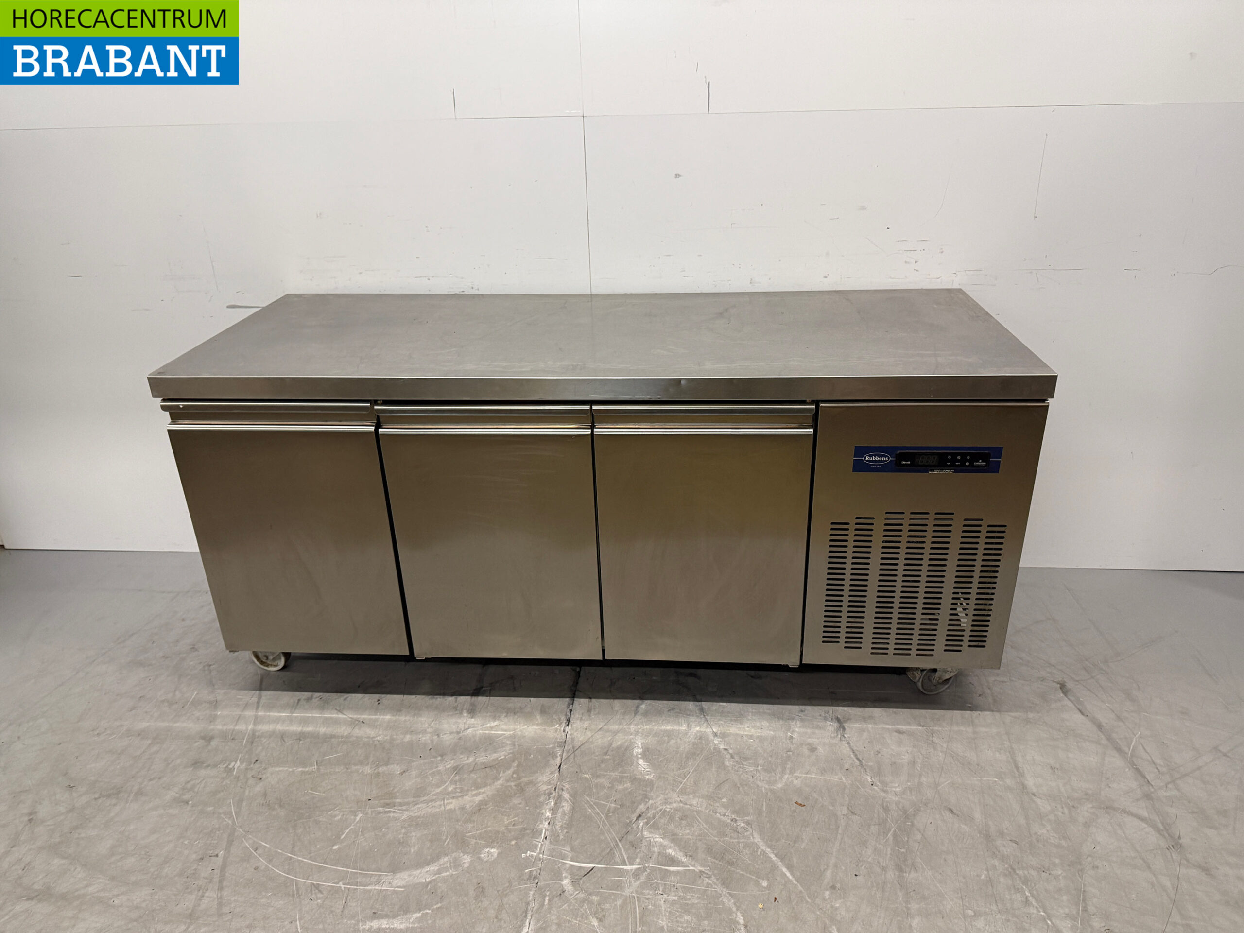 Stainless steel Rubbens Mobile Freezer Workbench 3 Doors 184.5 cm 230V Horeca