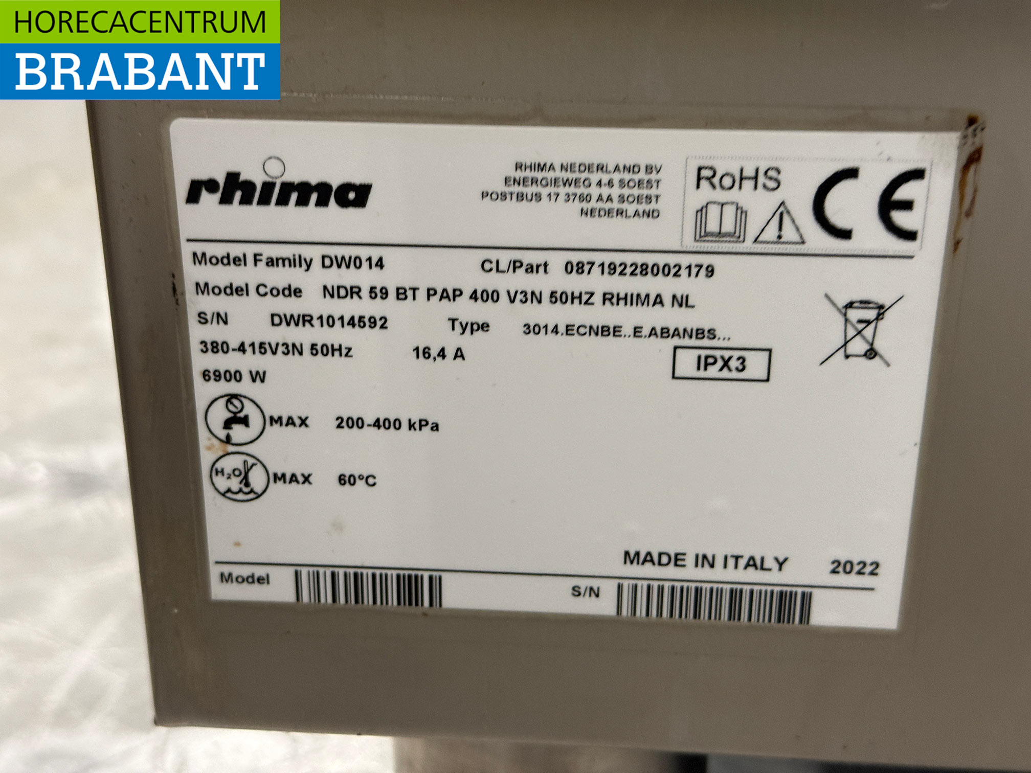 Stainless steel Rhima DR 59 Slide-through dishwasher 400V Catering - Image 7