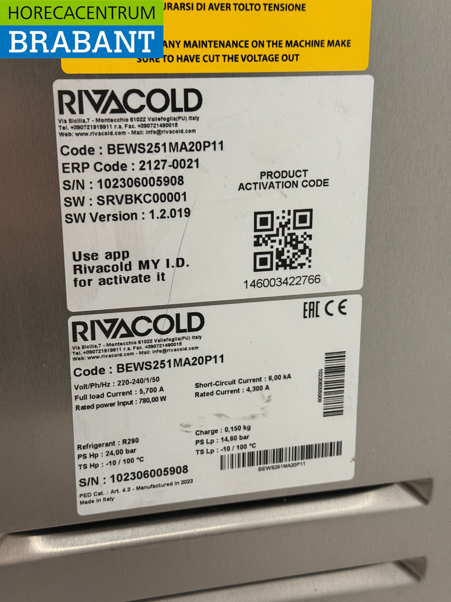 Stainless steel Rivacold Freezer Unit Freezer Unit Plug-in Monoblock Wall Unit 7.4 m3 400V Horeca - Image 6