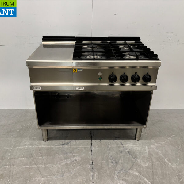 Stainless steel Zanussi 4 burner stove with work unit 105 cm GAS + 230V Horeca
