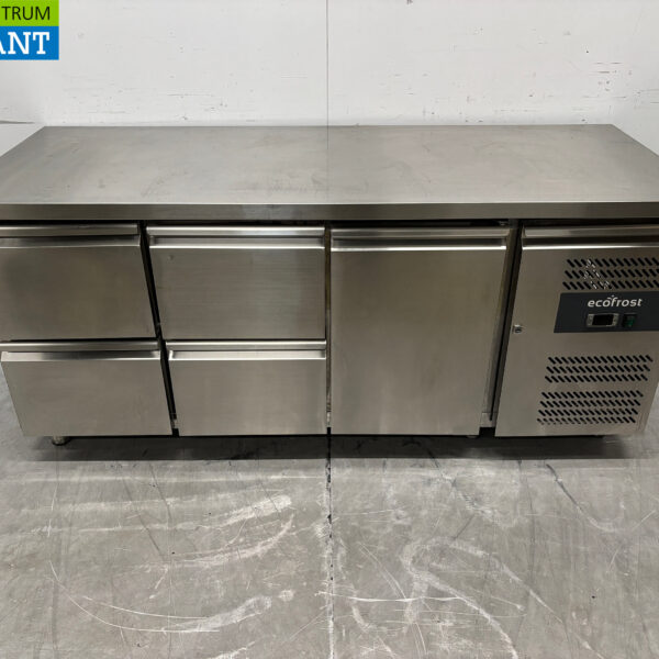 Stainless steel Ecofrost Refrigerated Workbench 4 Drawers and 1 door 180 cm 230V Horeca