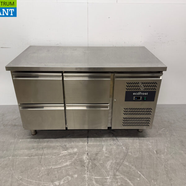 Stainless steel Ecofrost Refrigerated Workbench 4 Drawers 136 cm 230V Catering