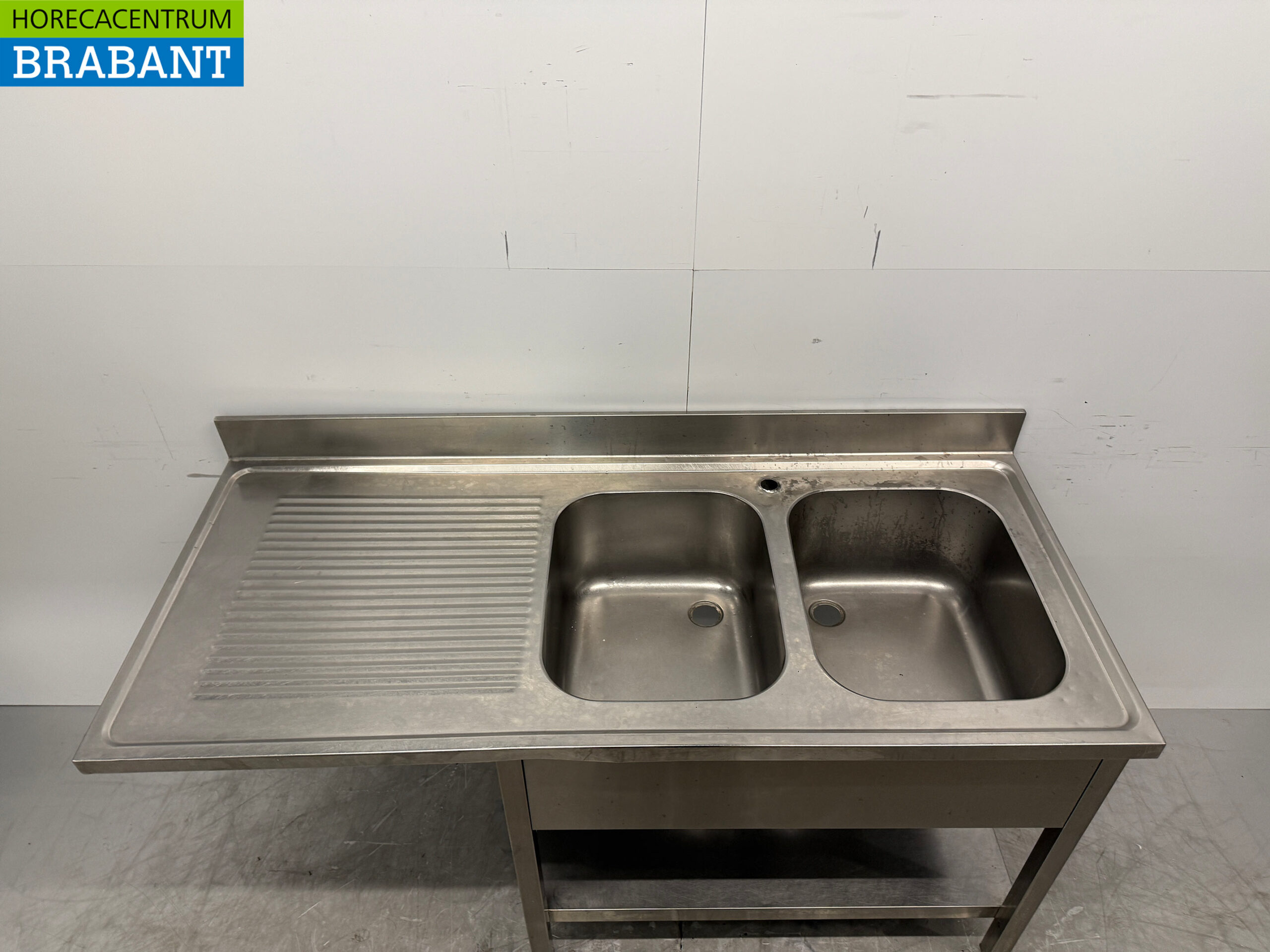 Stainless steel Sink Table Double Sink 160 x 70 x 87.5 cm Catering - Image 4
