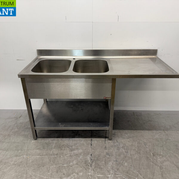 Stainless Steel Sink with Double Basins, 160 x 70 x 88 cm, Commercial Use