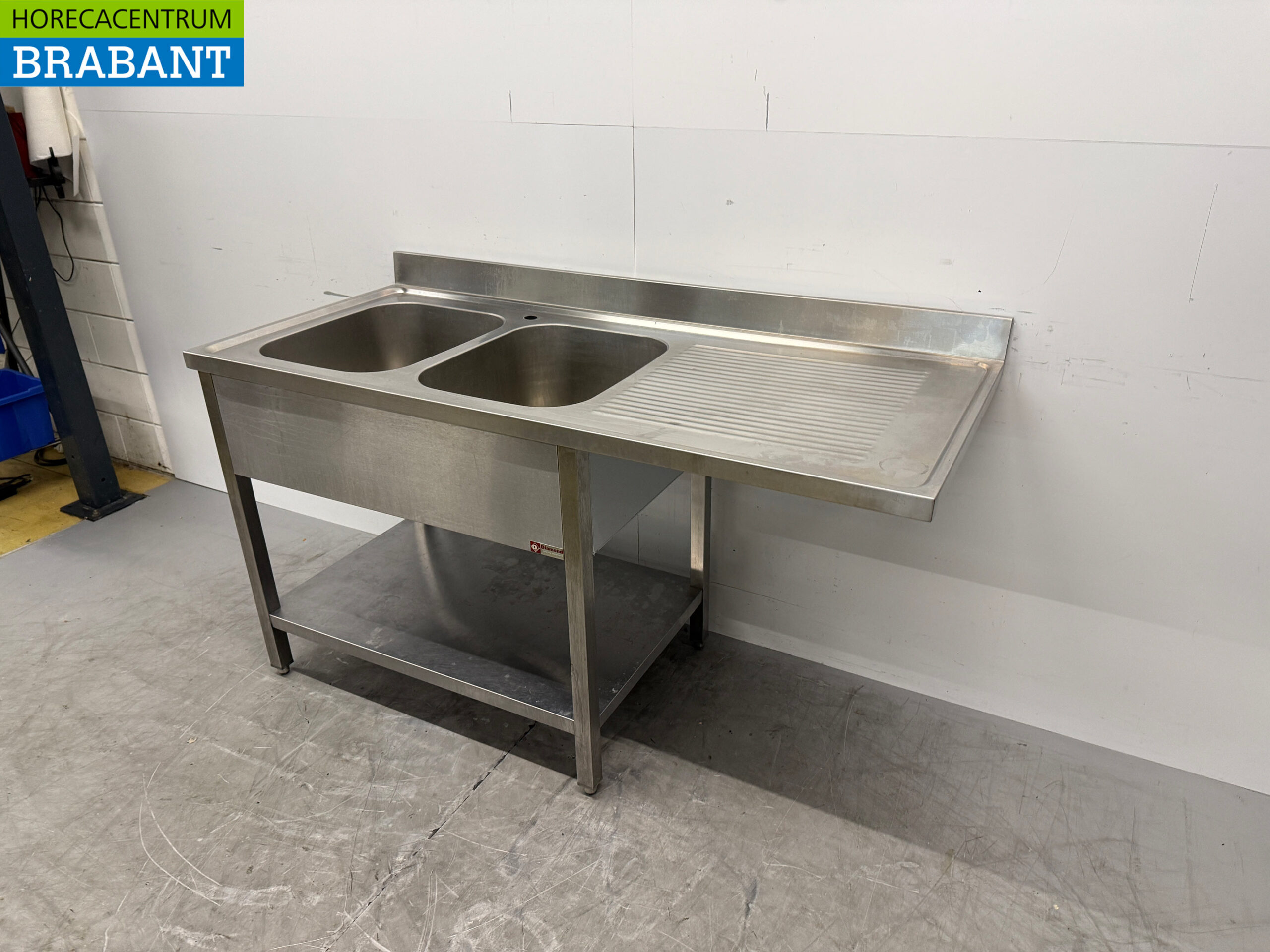 Stainless Steel Sink with Double Basins, 160 x 70 x 88 cm, Commercial Use - Image 2