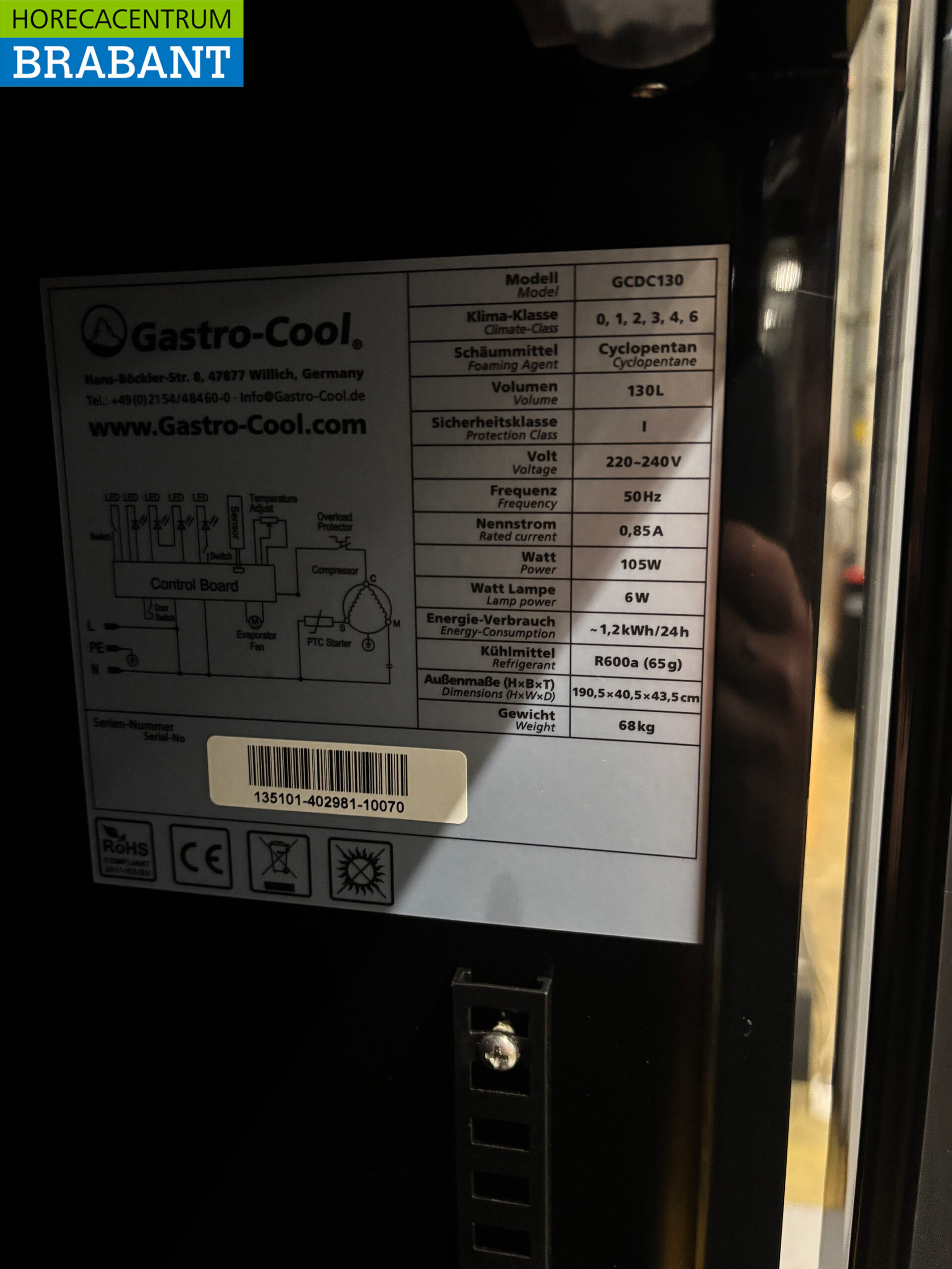 Gastro-Cool Glass Door Refrigerator Beverage Refrigerator Glass door 155 liters 230V Horeca - Image 5
