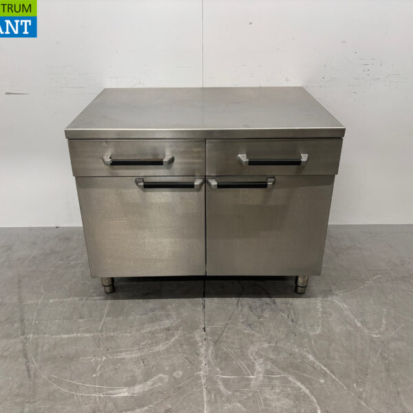 Stainless Steel Work Cabinet 2 Folding Doors and 2 Drawers 105 cm Catering