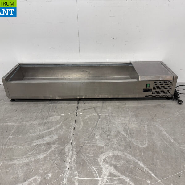 Stainless Steel Kovu Countertop Display Case / Countertop Refrigerated Display Case with Salad Trays: 5 x 1/3 and 1 x 1/2 GN, 150 cm, Food Service