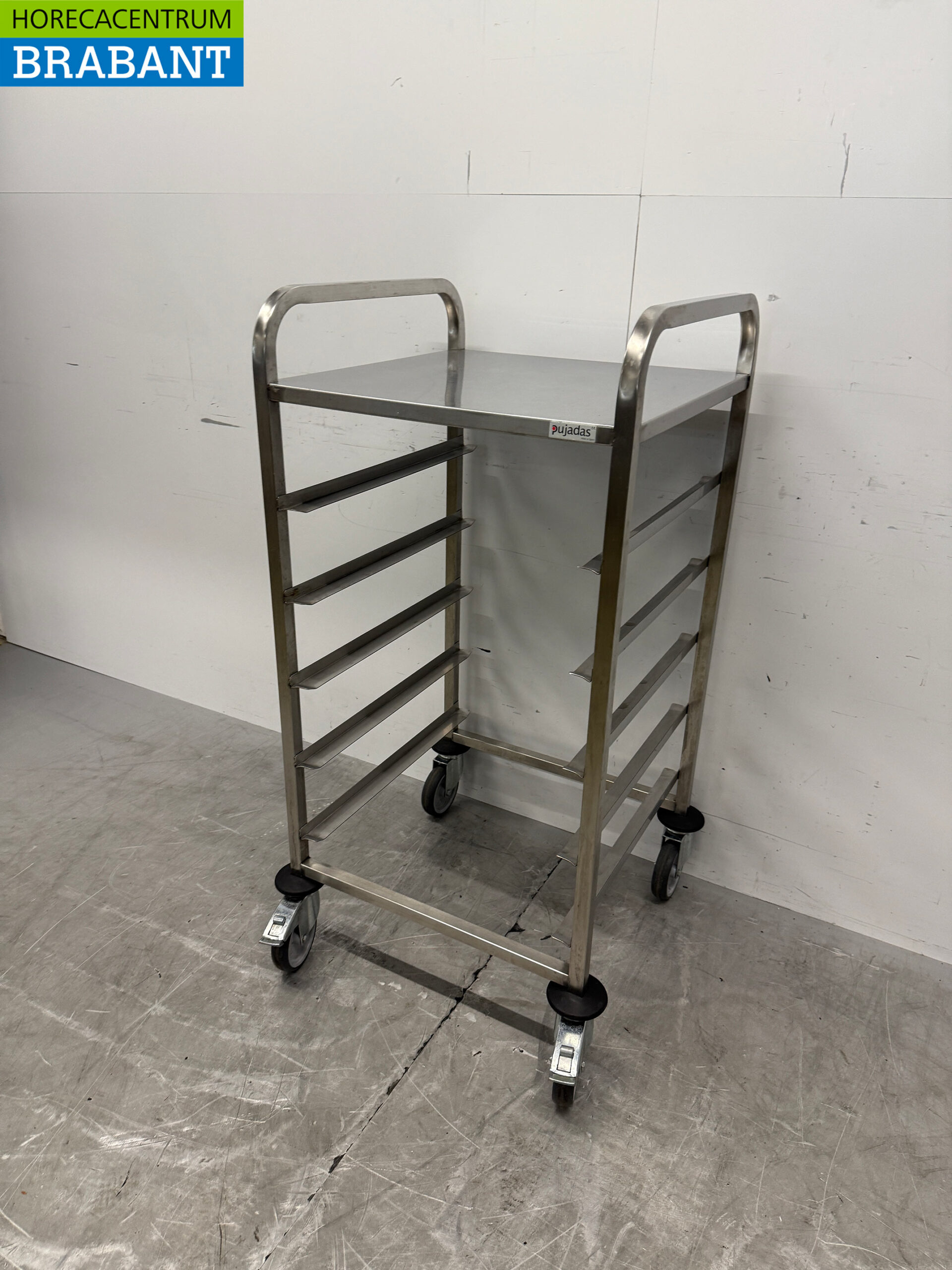 HCB Stainless Steel Shelving Cart for 5 Laundry Baskets, 50 x 50 cm, Food Service - Image 2