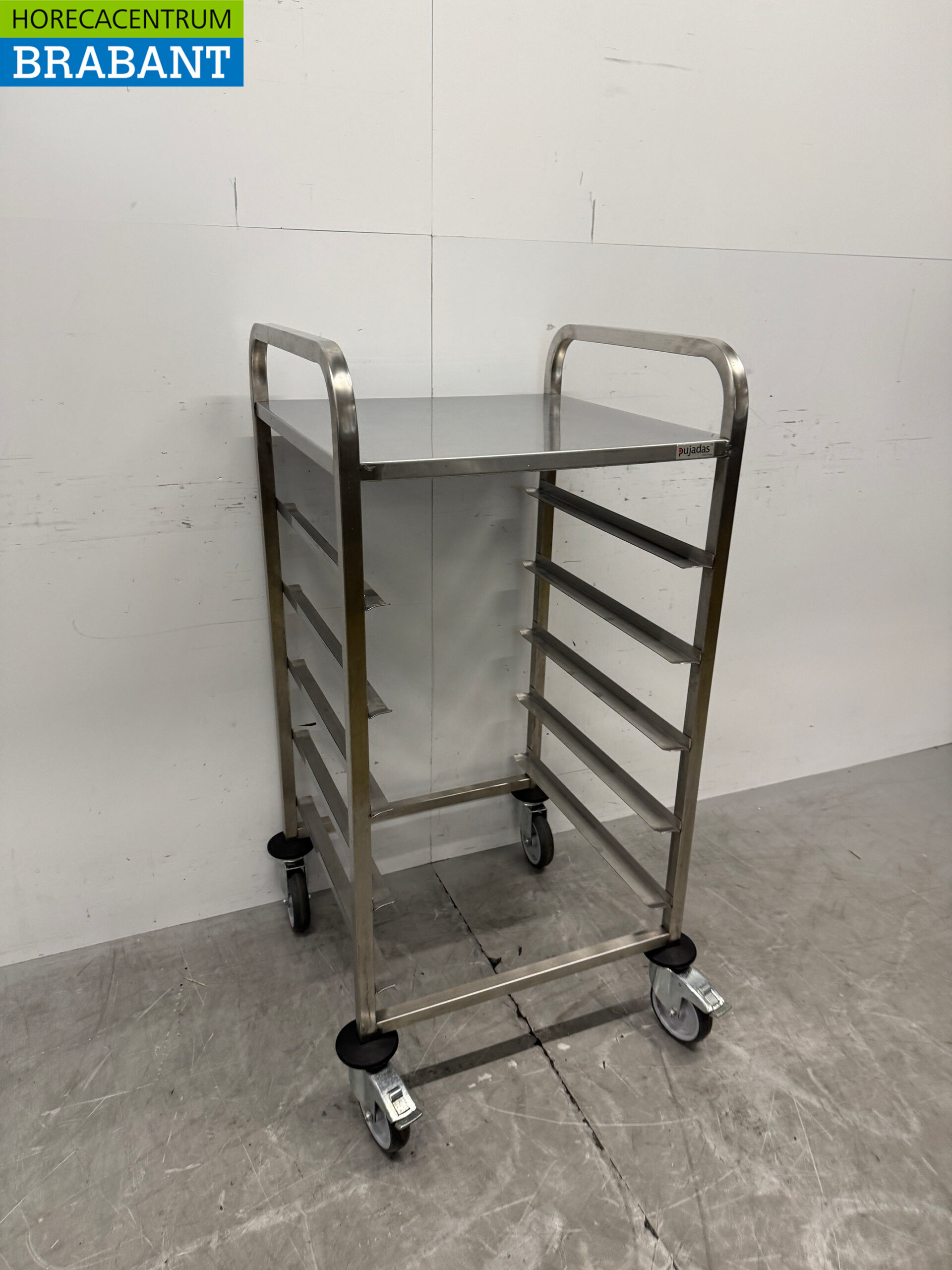 HCB Stainless Steel Shelving Cart for 5 Laundry Baskets, 50 x 50 cm, Food Service - Image 3