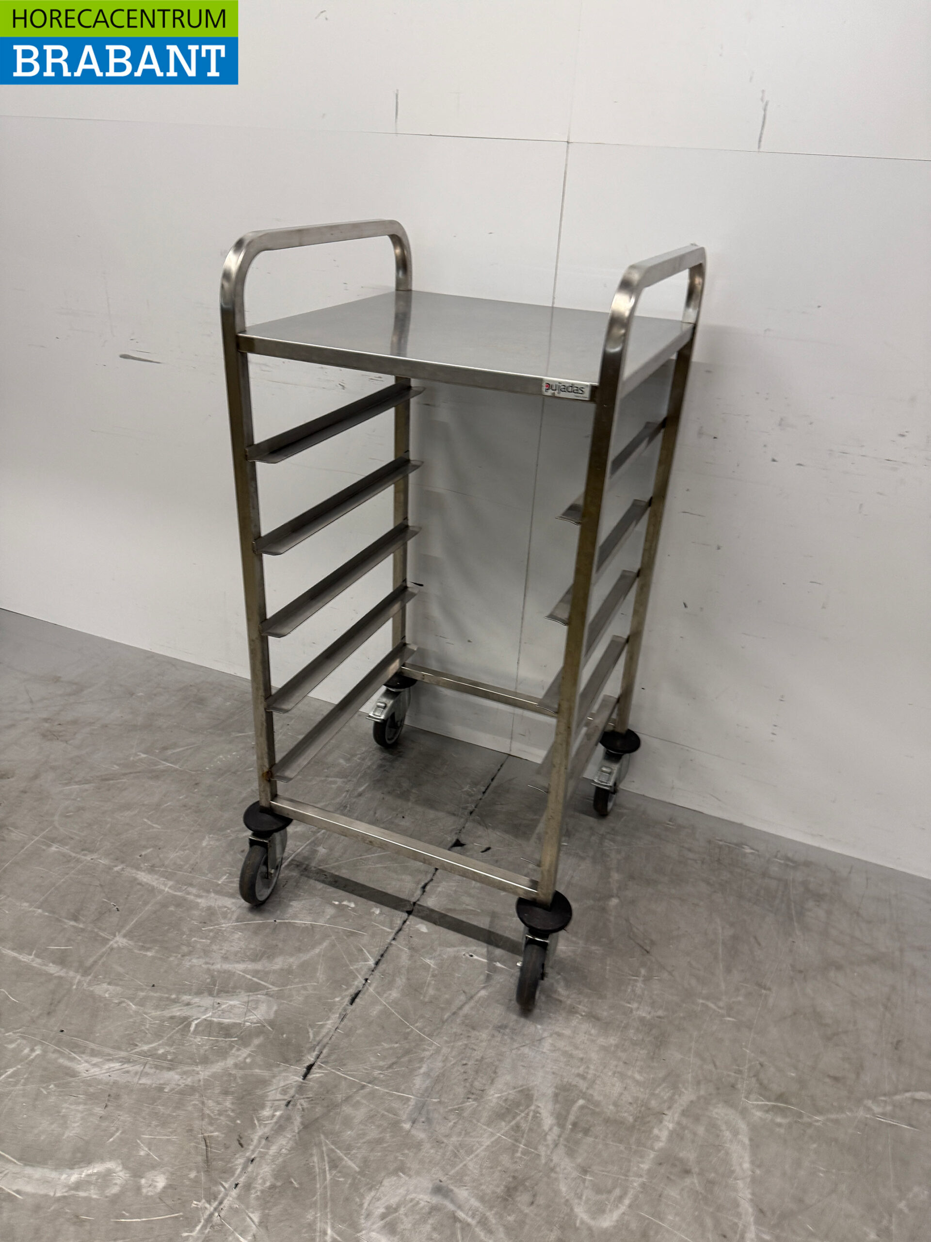 HCB Stainless Steel Shelving Cart for 5 Laundry Baskets, 50 x 50 cm, Food Service - Image 2