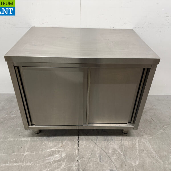 Stainless steel Work Cupboard Cabinet Work Table 2 sliding doors 100 cm Catering