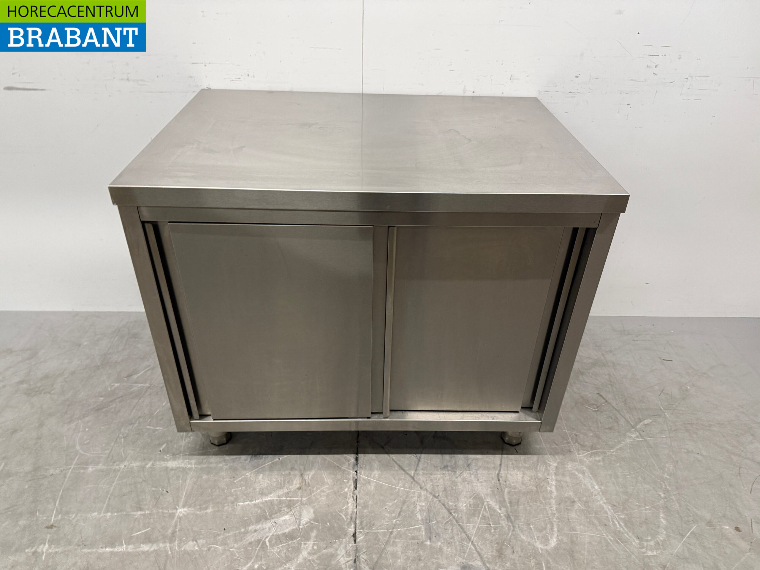 Stainless steel Work Cupboard Cabinet Work Table 2 sliding doors 100 cm Catering