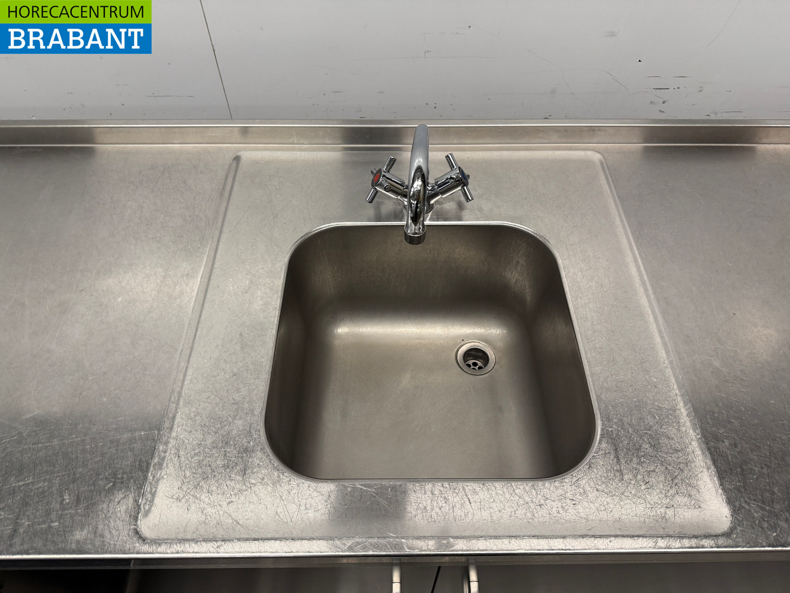 Stainless Steel Sink with Hinged Doors and Drawers, 245 x 170 x 95 cm, Food Service - Image 4