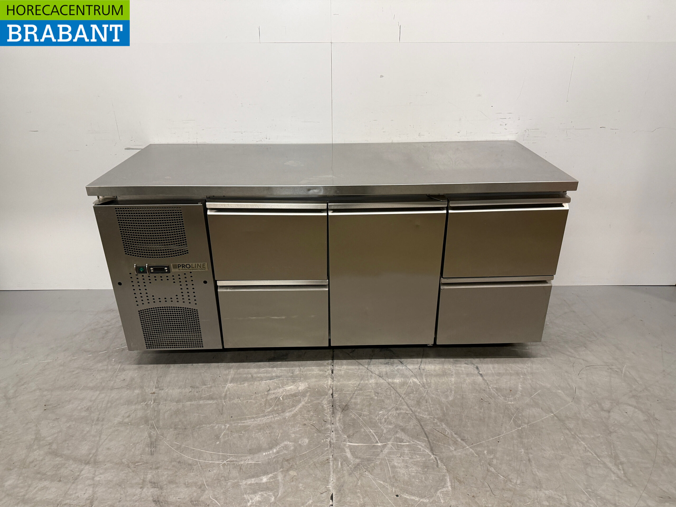 Stainless Steel Pro Line Refrigerated Workbench, 1 Door and 4 Drawers, 184 cm, 230V, Food Service