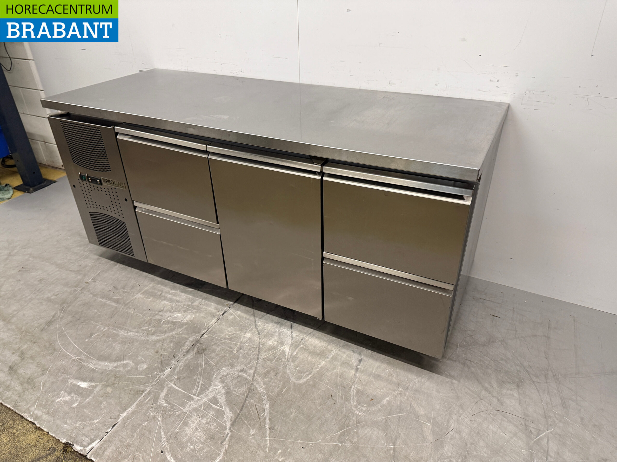 Stainless Steel Pro Line Refrigerated Workbench, 1 Door and 4 Drawers, 184 cm, 230V, Food Service - Image 2