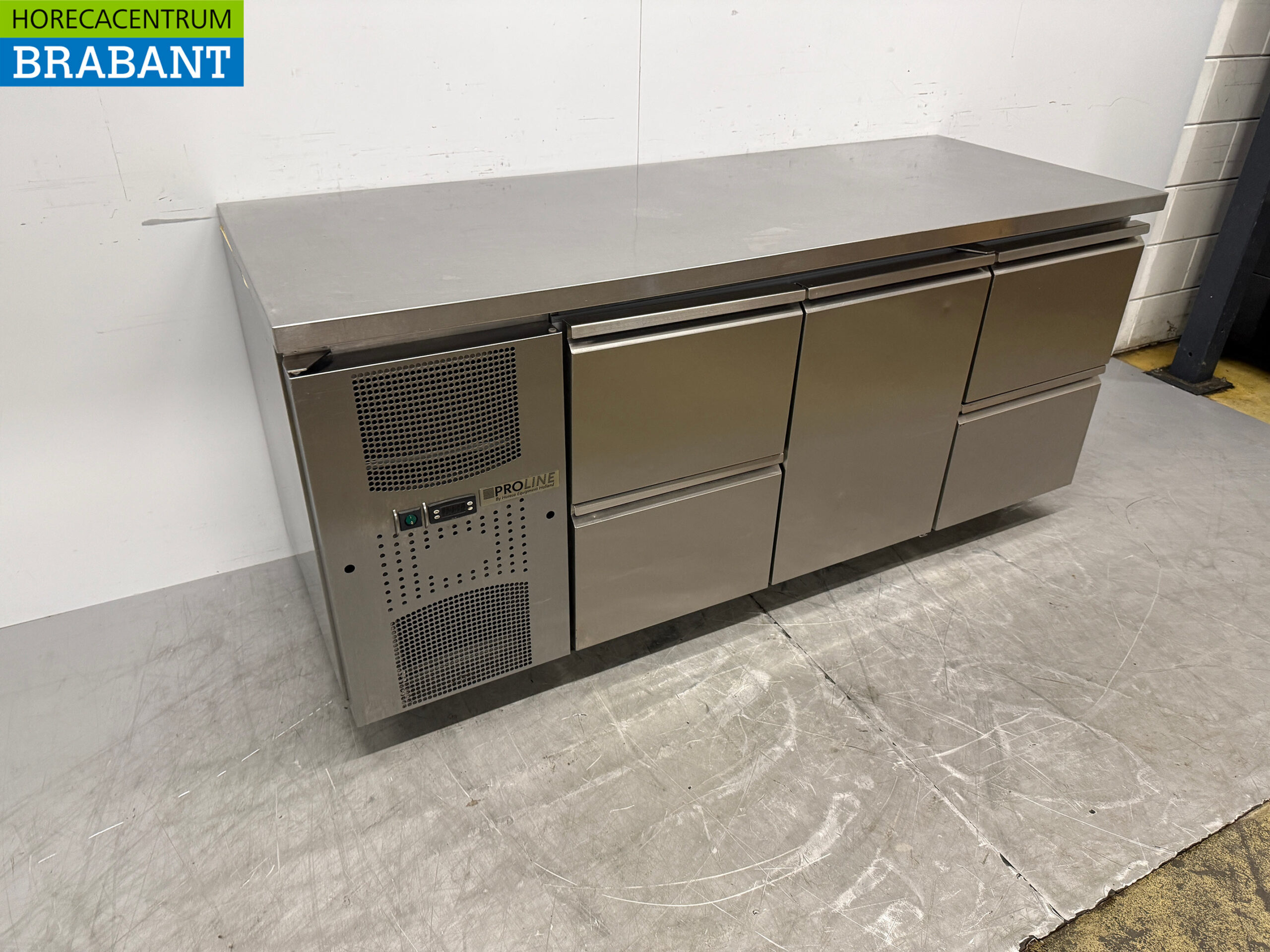 Stainless Steel Pro Line Refrigerated Workbench, 1 Door and 4 Drawers, 184 cm, 230V, Food Service - Image 3
