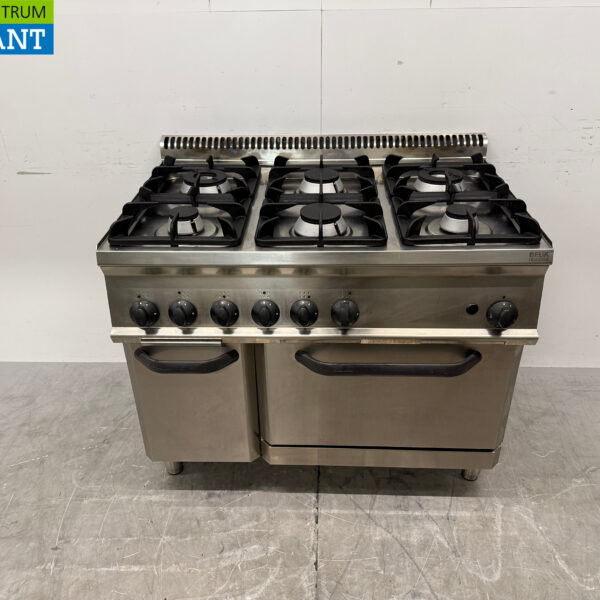 Tecnoinox Stainless Steel 6-Burner Gas Stove with Oven, 4 x 2/1 GN, 105 cm, GAS, Commercial Kitchen