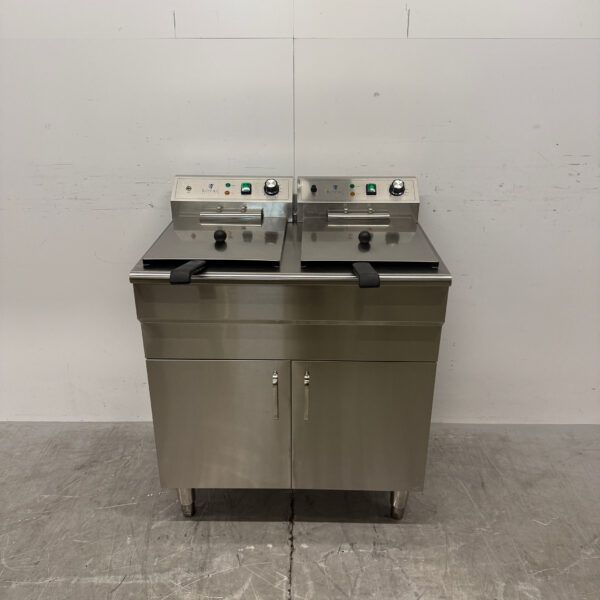 Stainless Steel Royal Catering Double Deep Fryer, 2 x 16 liters, 2 x 400V, Food Service