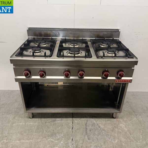 Berto's 6-Burner Stainless Steel Gas Stove, 120 cm, GAS, Commercial