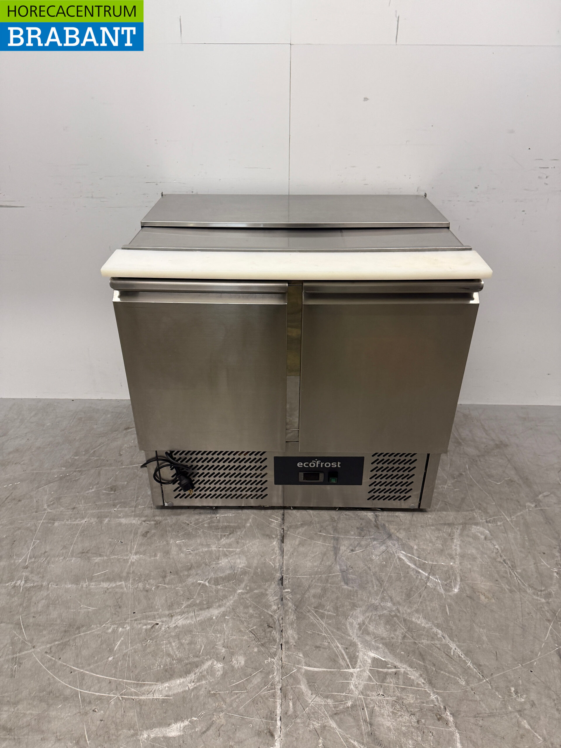 Stainless Steel Ecofrost Saladette Refrigerated Workbench, 2 Doors, 90 cm, 230V, Food Service