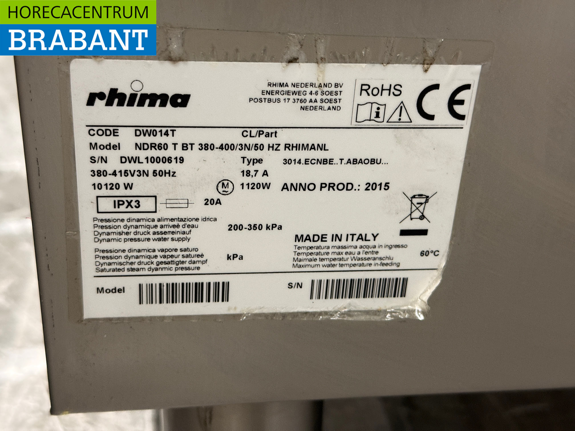 Stainless steel Rhima DR60 Sliding dishwasher 400V Catering - Image 6