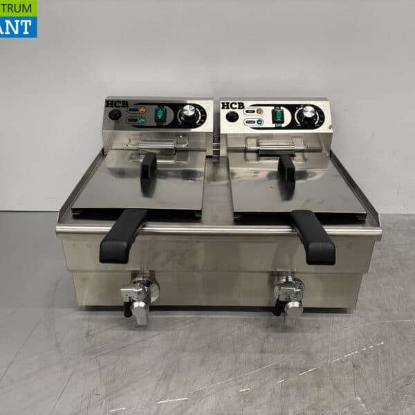 Stainless steel Double Fryer Fryer Drain Tap 2 x 8.5 liters 2 x 230V Horeca