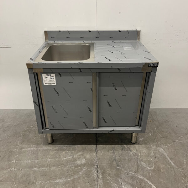 Stainless steel sink sink Premium-line 2 sliding doors 100 cm Horeca