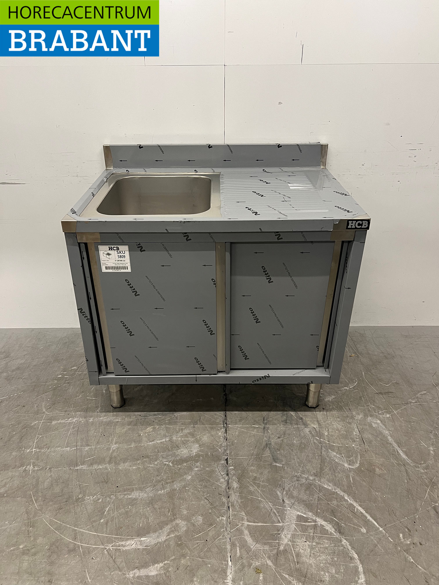 Stainless steel sink sink Premium-line 2 sliding doors 100 cm Horeca