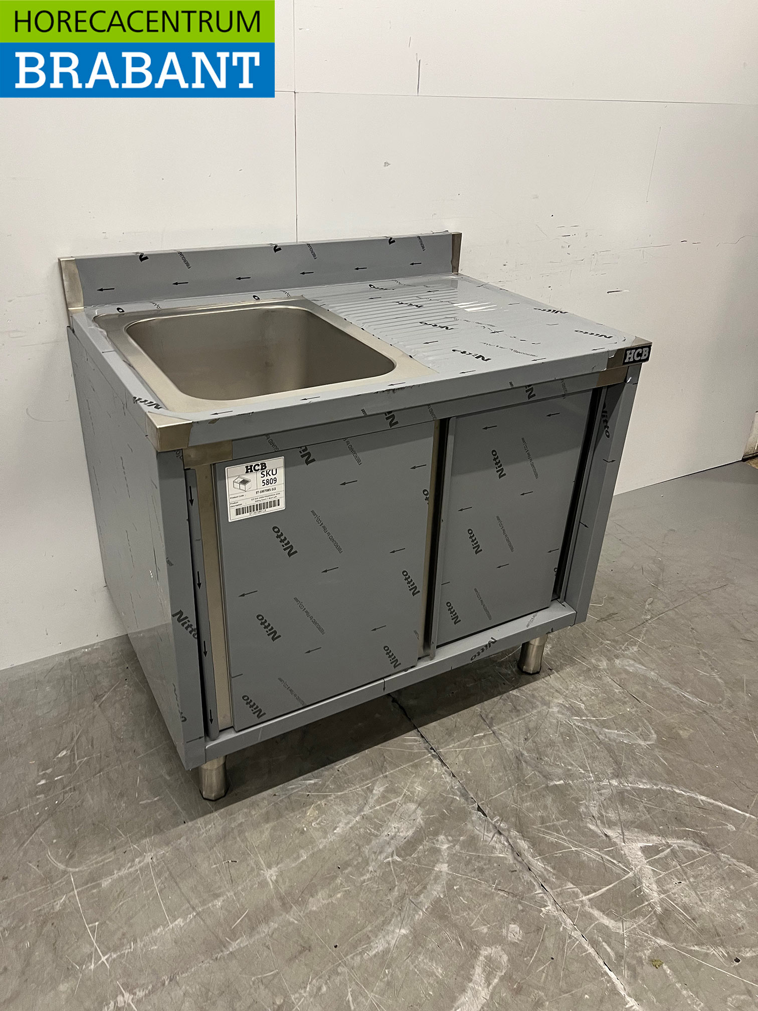 Stainless steel sink sink Premium-line 2 sliding doors 100 cm Horeca - Image 3