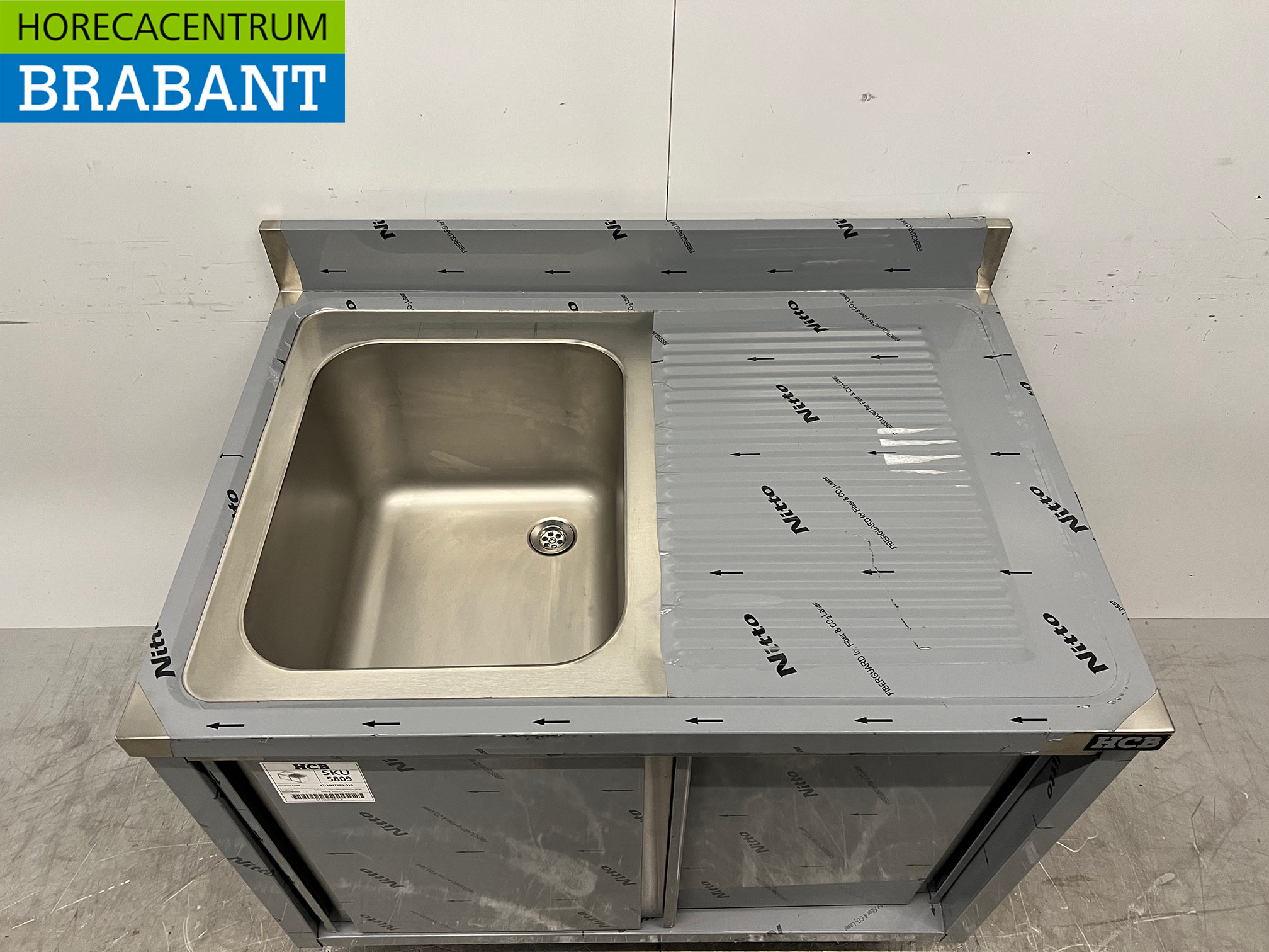 Stainless steel sink sink Premium-line 2 sliding doors 100 cm Horeca - Image 4