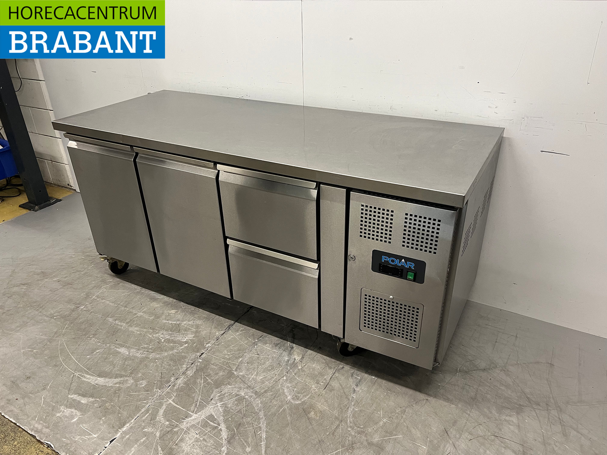Stainless Steel Polar Mobile Refrigerated Workbench, 2 Doors and 2 Drawers, 179.5 cm, 230V, Food Service - Image 2
